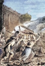 The storming of the Bastille by the Parisian revolutionaries on the morning of July 14. 1789. The