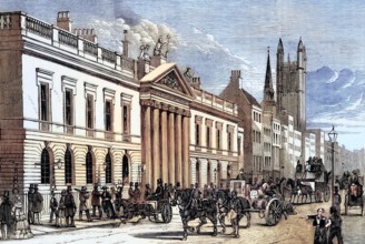 View of East India House on Leadenhall Street in the City of London. England. was the headquarters