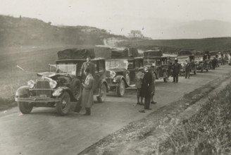 Parked trucks. 1924