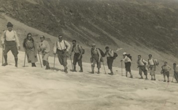 Hikers on the slopes of Gran Paradiso. 1933
