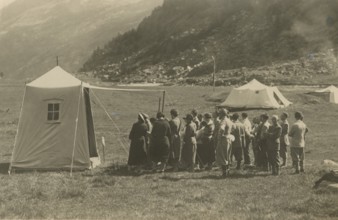 XII Touring Club Italiano Campsite in Valsaverenche: the camp mass. 1933