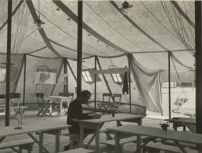 Touring Club campsite at the Pale di San Martino: inside the tent - living room. 1951
