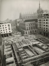 Construction of the underground parking lot in Piazza Diaz. 1955