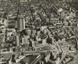 Aerial view of the Business Center in Piazza della Repubblica in Milan.. 1962