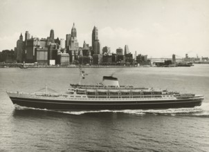 The transatlantic liner Christopher Columbus in Manhattan. 1959