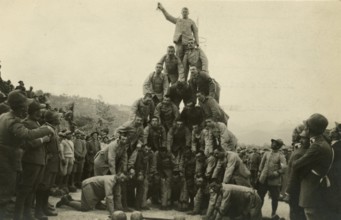 Human pyramid during the Statute celebration organized by an infantry brigade