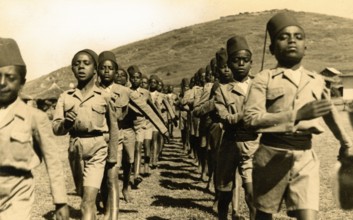 Children march like soldiers near Addis Ababa