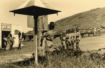 Children in military attire near Addis Ababa