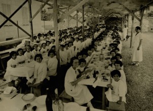 The open-air refectory of the Arnaldo Mussolini seaside colony