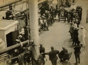 Games on the third class deck of the Giulio Cesare