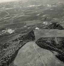 Aerial view of the church of San Salvatore, between the towns of La Martella and Timmari, west of Matera