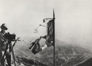The Italian flag on Monte Santo.