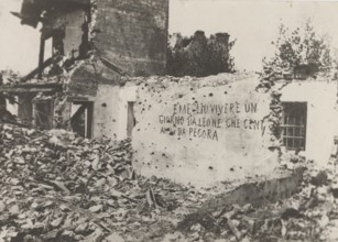 Buildings hit by bombing.