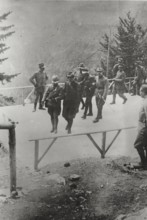 The Austrian plenipotentiaries are led to an Italian Command for the armistice negotiations.