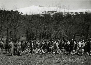 The group of Members of the Touring Club Italiano  on the hillside of Etna. 
	
		1924