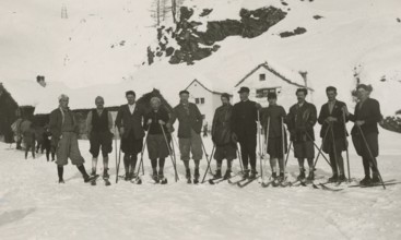 The group of skiers in Formazza. 
	
		1931