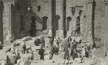 Excursionists in the Basilica of the Severi in Leptis Magna. 1931