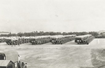 The Caravan's trucks in Riva del Garda. 1919