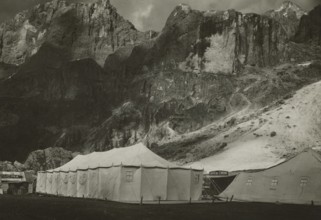 XIV Touring Club Italiano Campsite at the Travignolo springs: the tents reserved for kitchens and the canteen. 1935