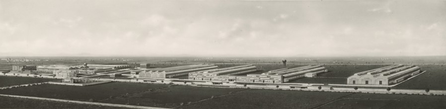 Aerial view of the Innocenti factories in Milan. 1955