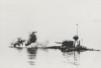 Navy monitor in action on the Piave.