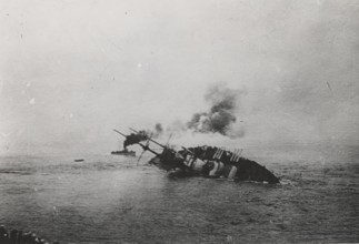 The sinking of the Austrian battleship S. Stefano off the island of Premuda.