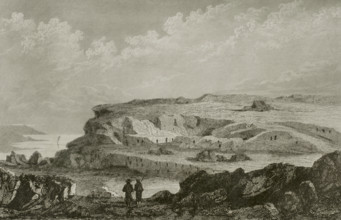 Rabat, Malta. Bingemma hill. Engraving. Lemaitre direxit. History of Malta and Gozo, by Frederic