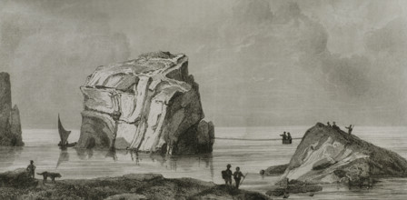 Malta. Dwejra, island of Gozo. Mushroom Rock (Fungus Rock). Engraving. Lemaitre direxit. History of