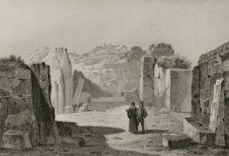 Xaghra, Island of Gozo, Malta. Ggantija. View of the sanctuary on the left of the first entrance,