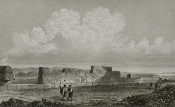 Malta. Ruins of the temple of Hercules near Marsaxlokk. Engraving. Lemaitre direxit. History of