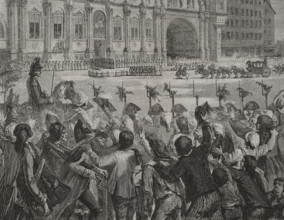 French Revolution. King Louis XVI (1754-1793) arriving at the town hall of Paris on 17 July 1789.