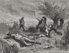 French Revolution. Finding of the corpses of Francois Buzot (1760-1794) and Jerome Petion de