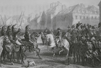 First French Republic (1792-1804). French Revolutionary Wars. Napoleon reviewing the French army in