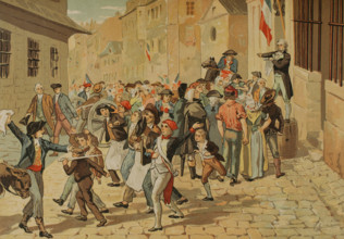 French Revolution. Proclamation of the First French Republic, 21 September 1792. Chromolithography