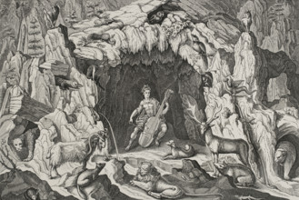 Design of a grotto of Orpheus from ""Les Raisons des forces mouvantes"", by French engineer and