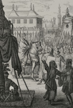 Illustration for the frontispiece of ""Voyages"" by French physician and traveller Francois Bernier