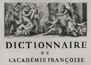 Detail of the first page of the Dictionnaire de l'Academie francaise (Dictionary of the French