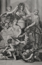 Illustration for the frontispiece of the Dictionnaire de l'Academie francaise (Dictionary of the