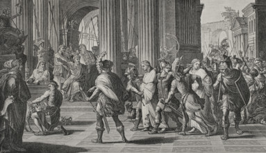 Milan. Saint Gervase and Saint Protase brought before the Roman general Astasius for professing