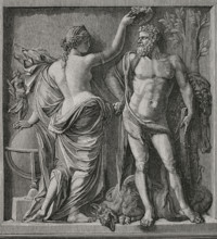 Hercules crowned by Glory. Engraving based on the piece presented in 1671 to the French Academy by
