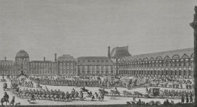 Paris, France. Entry of King Louis XIV (1638-1715), escorted by his Military Household, into the