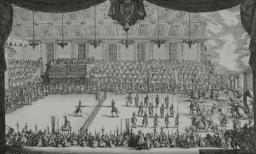 France. Le Combat a la Barrière (Combat at the Barrier). Hall where the Grand Tournament was held
