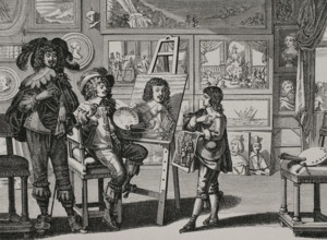 "Le noble peintre" (The Noble Painter), c. 1642. Engraving after Abraham Bosse (1602-1676). XVIIme