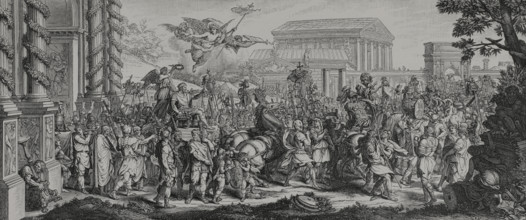 The Triumph of Constantine over Maxentius. It took place at the Battle of Milvian Bridge, one of