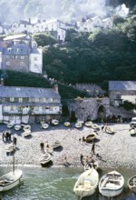 Harbour waterfront, Clovelly, North Devon, England UK September 1968.