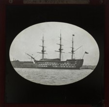 HMS Victory photographed c 1900, presumably at Portsmouth harbour, England, UK.