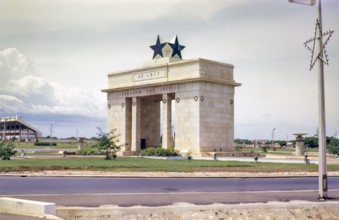Independence arch monument dated 1957, Black Star Gate, Accra, Ghana, west Africa 1963.