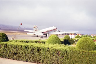 Iberia airlines Douglas DC3  plane EC-ADR, Tenerife, Canary Islands, Spain 1963.
