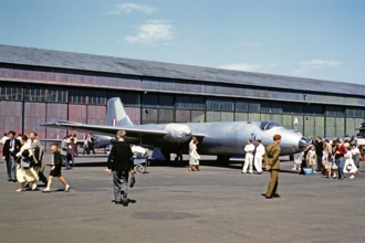 English Electric Canberra PR7 plane at military airshow, England, UK 1950-1955.