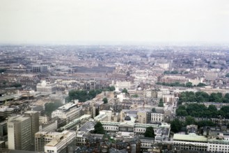 View north east from Post Office tower over University of London towards St Pancras railway